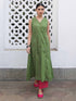 Green Cotton Geometric A-Line Kurta Set